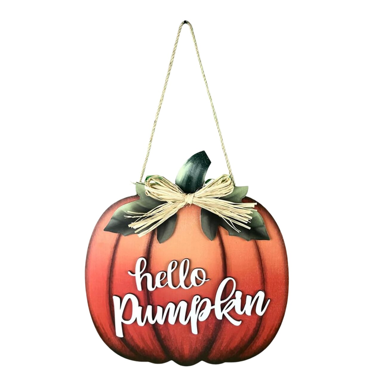 Halloween Hello Pumpkin Door Sign Wooden Rustic Farmhouse Autumn Fall Indoor Outdoor Front Door Wall Hanging Welcome